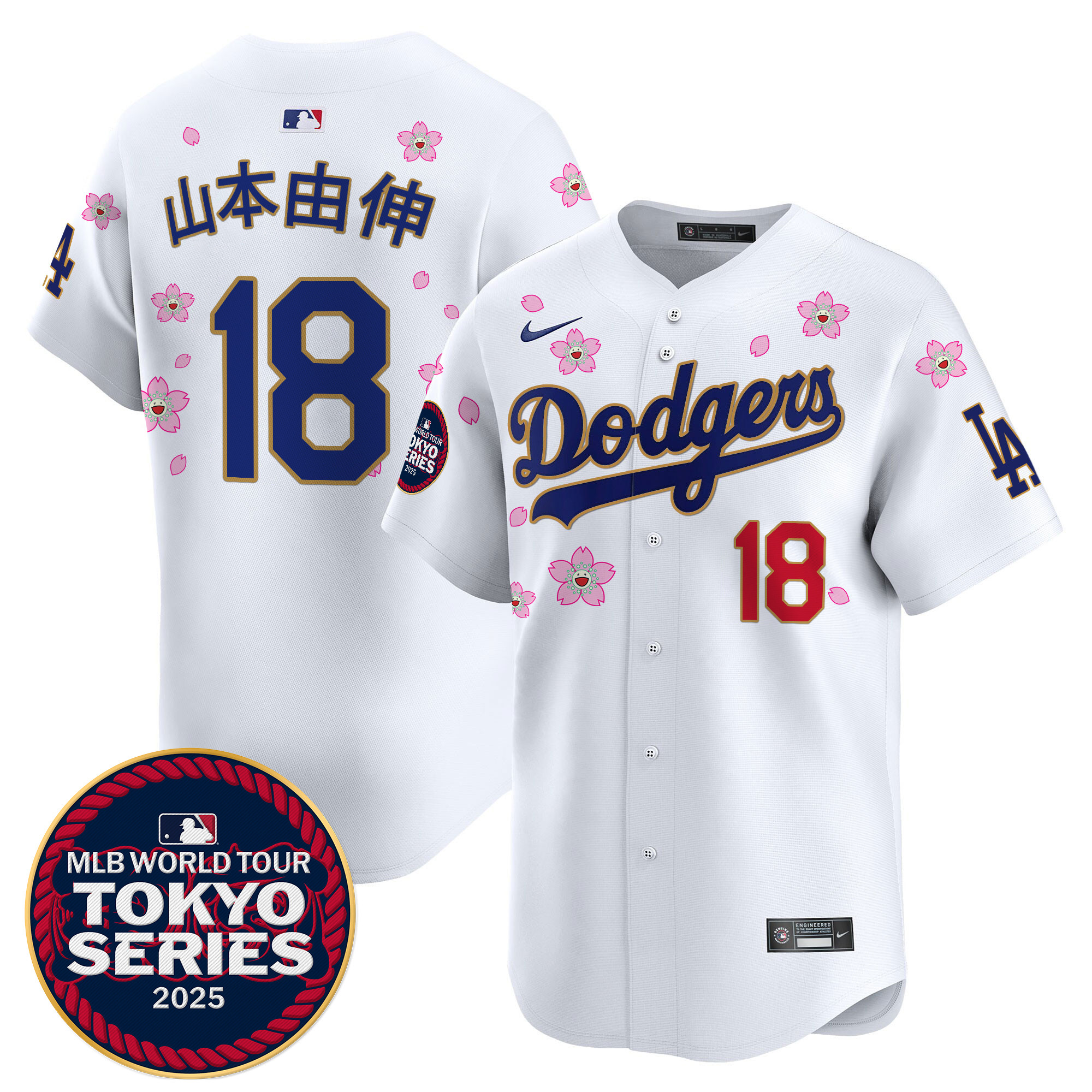 Men Los Angeles Dodgers 18 Yamamoto Tokyo Series white Limited Stitched 2025 Jersey style 7